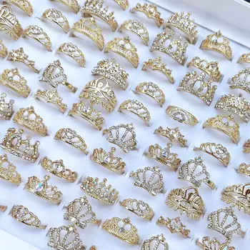 10vnt Prabanga Tuščiaviduriai Princess Crown Žiedai Moterims Jubiliejų Dovana Elegantiškas Moterų Šokių Grupė Madinga Papuošalai, Žiedai, Didmeninė