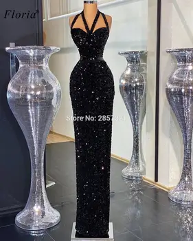 2020 Naujausias Juodos Spalvos Blizgučiai Keltas Suknelės Undinė Apynasrio Ilgai, Kokteilių Suknelės, Vakariniai Drabužiai Vestuvės Dress Vestidos De Fiesta