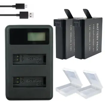 2x Go Pro hero 4 baterijos AHDBT-401 bateria + USB dual LCD baterijos įkroviklio GoPro Hero4 Veiksmų fotoaparato priedai