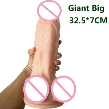AMABOOM Super Didžiulis Dildo 32.5*7cm Sunkiųjų siurbtukas Didelis Vibratorių Realus Milžinišką Dildo Analinis Penis Užpakalis Sekso Žaislai Moteris