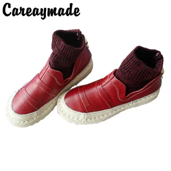 Careaymade-Rankų darbo, originalus batai, trumpas antikvariniai super minkšto dugno odiniai batai,moteriški batai,korėjiečių versija batai