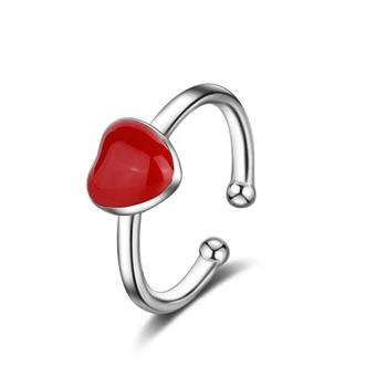 Didmeninė 12pcs Tiny Love Raudona Širdies Žiedas Paprastas Stilius Dervos Žiedai keičiamo dydžio Žiedai Moterų, Mergaičių Mados Juvelyrika Dovanos