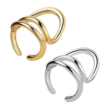 Dizaino Prasme Šviesos Prabanga Tuščiaviduriai Geometrinis Apvalios Vielos Žiedas Moterų Ins Paprasta Atidarymo Rodomojo Piršto Žiedą