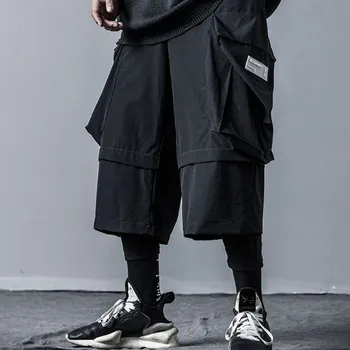 Homem streetwear hip-hop grosso lã atsitiktinis ziajać masculino grande bolso haremas calças corredores sweatpants casal roupas