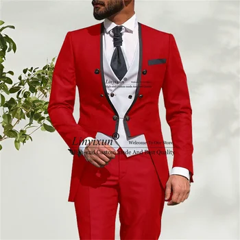 Italijos Tailcoat Dizainas Raudona Vyrai Tiktų Vestuvių 3 Gabalas Slim Fit Jaunikis Smokingas Jaunikis Geriausią Vyro Švarkas Mados костюм мужской