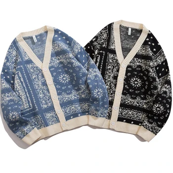 Japonų Stiliaus Megztinis Vyrų Megztinis 2022 M. Žiemos Klasikinis Anakardžių Gėlės Megztiniai Kailis Mados Prarasti Harajuku Viršutinių Drabužių Siuvimas