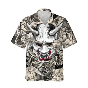 Jumeast 3d Siaubo Velnias Spausdinti Havajų Marškinėliai Vyrams trumpomis Rankovėmis Blogis, Šėtono Demonas Marškinėliai Vyrams Atsitiktinis Palaidų Viršūnes Streetwear 5XL
