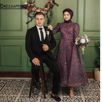 Musulmonų Prabanga Ilgomis Rankovėmis, Vakaro Suknelės 2022 Naujausias Dizaino Krištolo Aukšto Kaklo Oficialų Suknelė