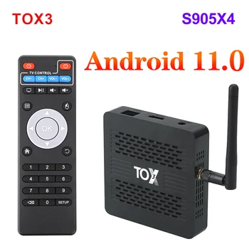 Naujas TOX3 S905X4 Android 11.0 TV Box 4GB 32GB Set top Box, 2.4 G 5G WiFi BT4.1 1000M 4K TVBOX VS X96 Max X4 PRO Nemokamas pristatymas Geriausias