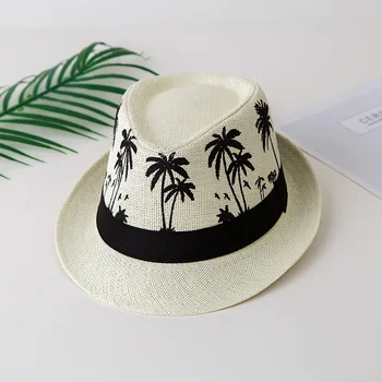 Palmių Apsaugos Nuo Saulės Unisex Trumpas Kraštų Šiaudų Skrybėlę Atspalvį Kvėpuojantis Paplūdimio Skrybėlę Vyrų Vasaros Bžūp Džiazo Skrybėlę 2022 Naujų Žvejybos Hat