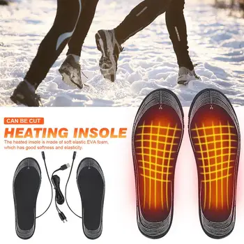 USB Šildomos Batų Vidpadžiai Elektros Koja Atšilimo Trinkelėmis Kojų Šilčiau Kojinių Padas Mat Žiemos Lauko Sporto Šildymo Vidpadis Žiemą Šilta