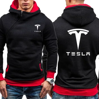 Vyrai Hoodies už Tesla Automobilio Logotipas Spausdinti Atsitiktinis HipHop Harajuku ilgomis Rankovėmis Fleece šilti Megztiniai su Gobtuvu Mens užtrauktuku Striukė G