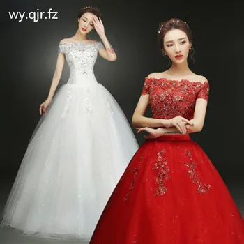 XXN-27#Nuotakos vestuvių suknelė Valtis Kaklo Išsiuvinėtu Nėrinių ant Ju Grindų Ilgis Nėrinių Kamuolys Suknelė Pasirinktinis dydis didmeninė Raudonos Suknelės