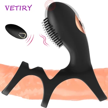 Vibratorius Penio Žiedas Klitorio Stimuliatorius Atidėti Ejakuliacija Porų G-taško Vibratorius ir Nuotolinio Valdymo Gaidys Žiedas Sekso žaisliukai Vyrams